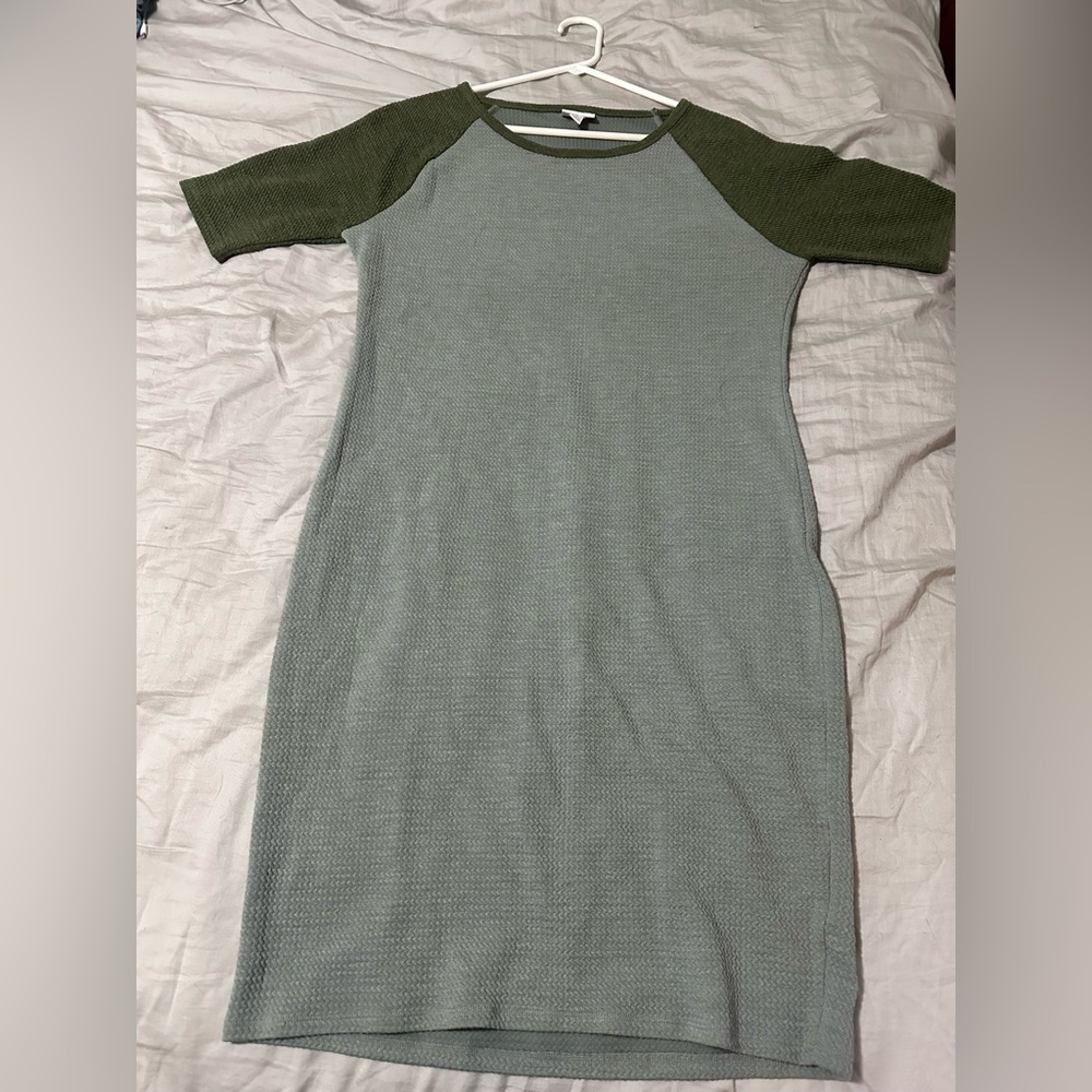 LuLaRoe Green and Gray Midi Dress